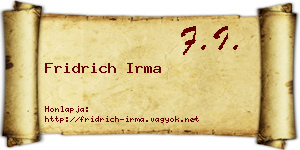 Fridrich Irma névjegykártya